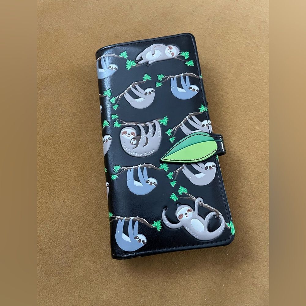 Shag Wear Vegan Wallet Green Sloth Jungle Synthetic Novelty